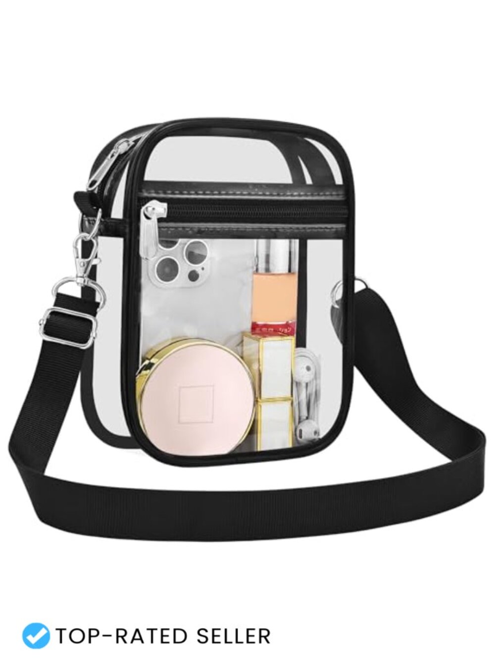 Clear PVC Crossbody Messenger Bag Stadium Approved Transparent Purse